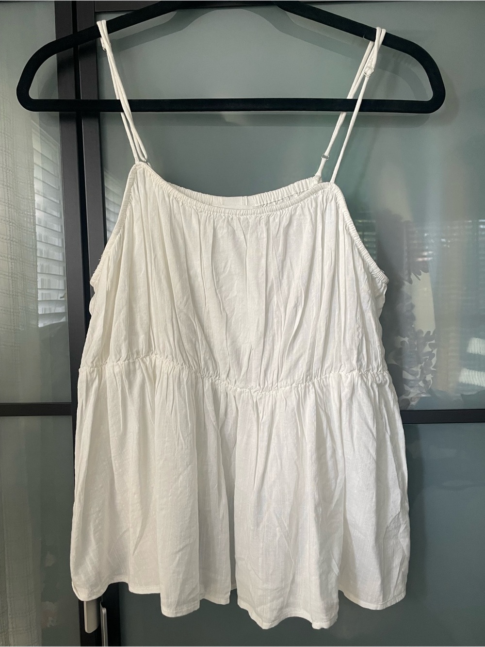Make An Offer✌️ H&M White Cotton Spaghetti-Strap Babydoll Tank